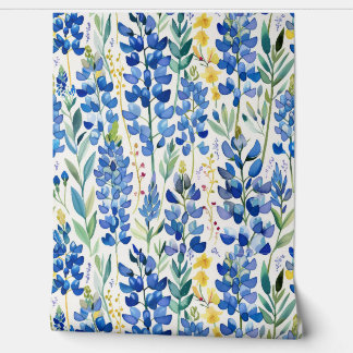 Texas Bluebonnet Blue Wildflower Pattern Wallpaper