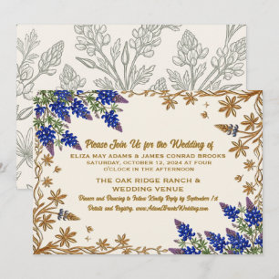 Texas Bluebonnet Botanical Wedding Invitation