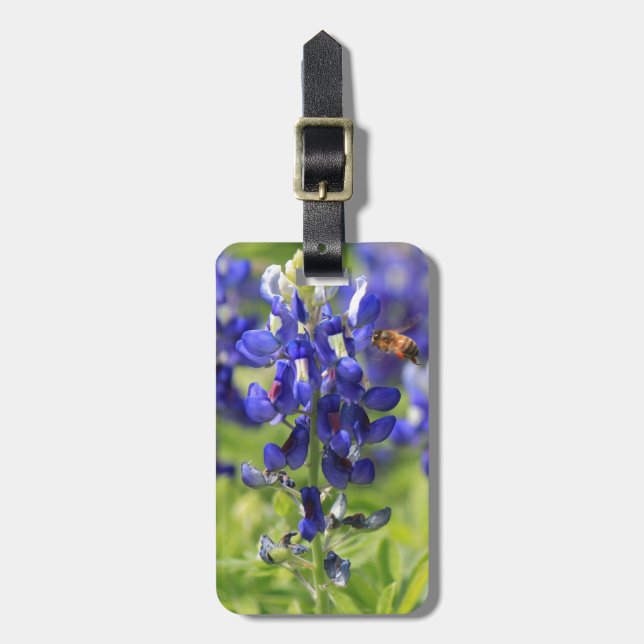 Texas Bluebonnet & Bumblebee personalised luggage Luggage Tag (Front Vertical)