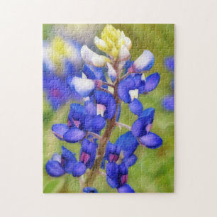 Texas Bluebonnet Close Up Flower Art Puzzle