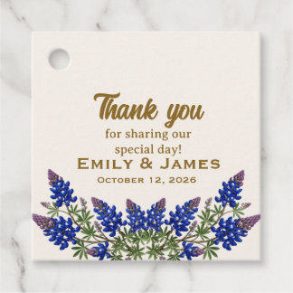 Texas Bluebonnet Elegant Floral Wedding Thank You Favour Tags