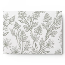 Texas Bluebonnet Floral Wedding Envelope
