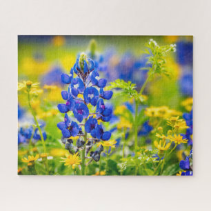 Texas Bluebonnet Flower with Yellow Jigsaw Puzzle