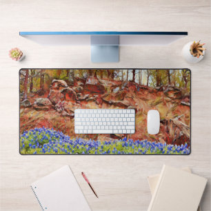 Texas Bluebonnet Flowers and Mountain Art Desk Mat