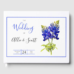 Texas Bluebonnet Flowers, Modern Wedding Guest Book