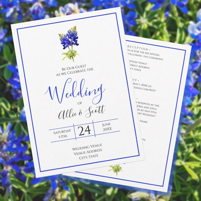 Texas Bluebonnet Flowers, Modern Wedding Invitation (Creator Uploaded)