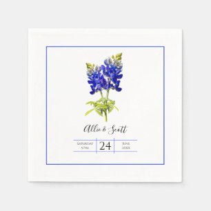 Texas Bluebonnet Flowers, Modern Wedding Napkin