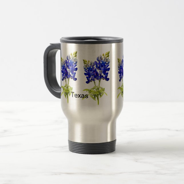 Texas Bluebonnet Flowers Travel Mug (Front Left)