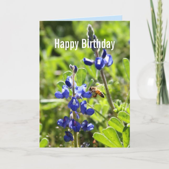Texas Bluebonnet Happy Birthday Card (Front)