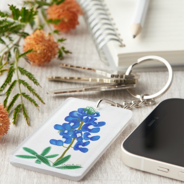 Texas Bluebonnet Inspirational Keychain (Front Right)