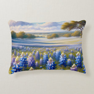 Texas Bluebonnet Meadow Landscape Decorative Cushion