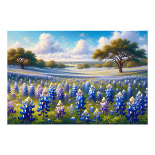 Texas Bluebonnet Meadow Landscape Photo Print