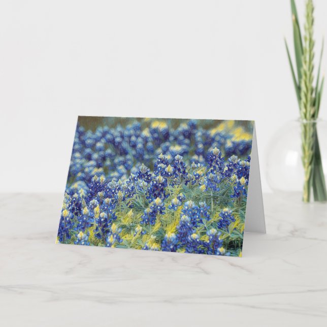 Texas Bluebonnet Mound Impressionist Art Card (Front)