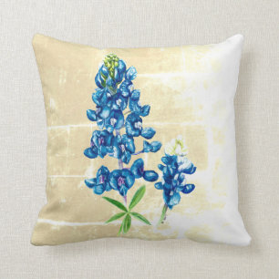 Texas Bluebonnet on Beige Cushion
