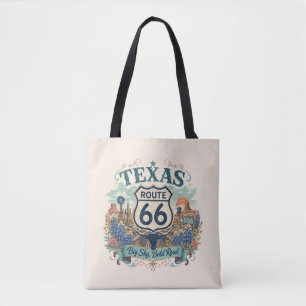 Texas Bluebonnet Route 66 Boho Roadtrip Mood Tote Bag