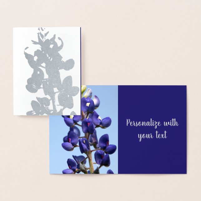 Texas Bluebonnet Silver Foil Note Card (Display)