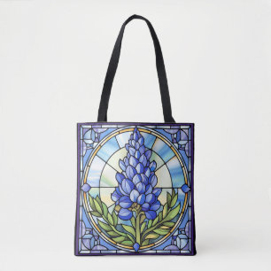 Texas Bluebonnet Stained Glass Tote Bag