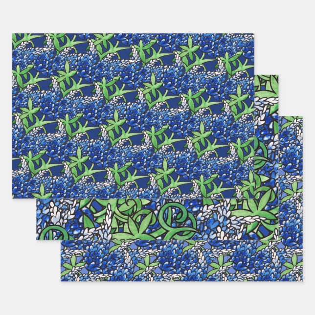 Texas Bluebonnet Texan Love Flower                 Wrapping Paper Sheet (Set)