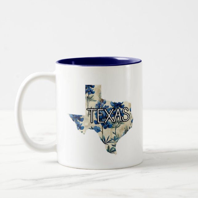 Texas Bluebonnet Two-Tone Coffee Mug (Left)