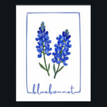 Texas Bluebonnet Watercolor Art Print<br><div class="desc">This art print features a watercolor portrait of a Texas Bluebonnet.</div>