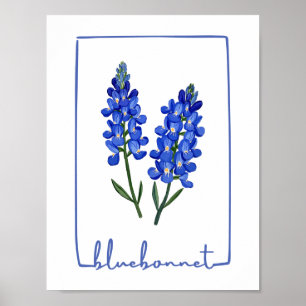 Texas Bluebonnet Watercolor Art Print