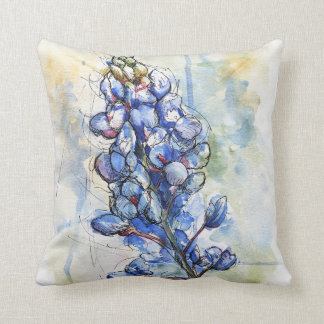 Texas Bluebonnet Watercolor Flower Design Cushion