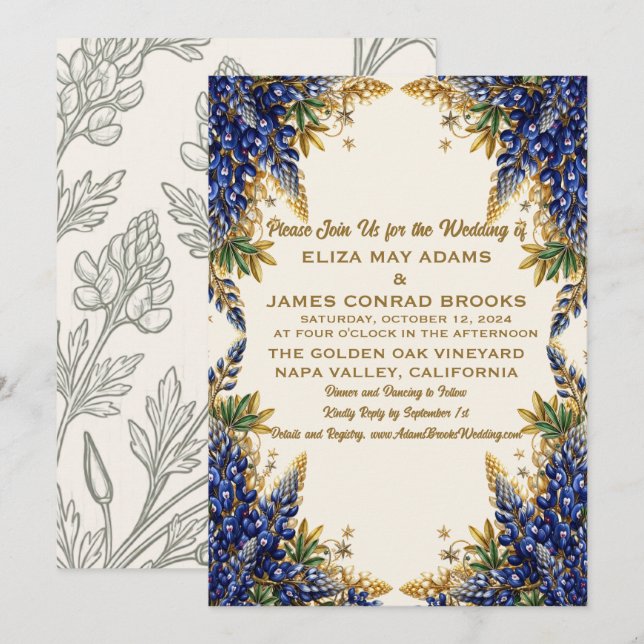 Texas Bluebonnet Wedding Invitation (Front/Back)