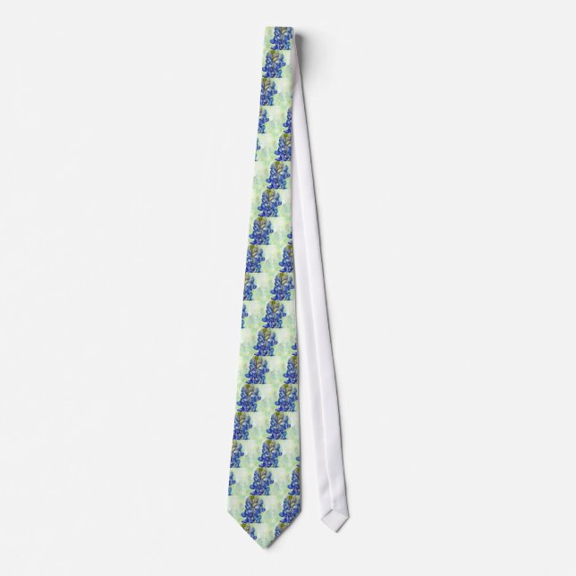 Texas Bluebonnet Wildflower Drawing Tie (Front)