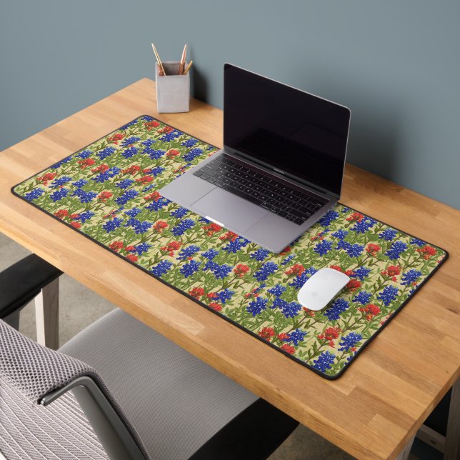 Texas Bluebonnet Wildflower Fields - Hill Country  Desk Mat (Office 2)