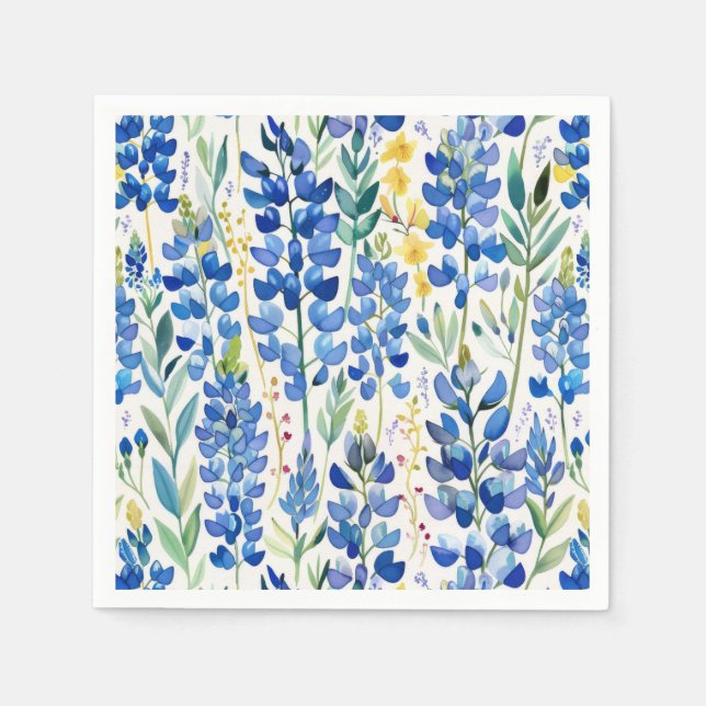 Texas Bluebonnet Wildflower Pattern Napkin (Front)