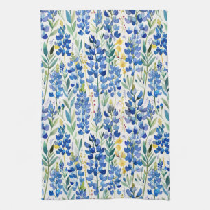 Texas Bluebonnet Wildflower Pattern Tea Towel
