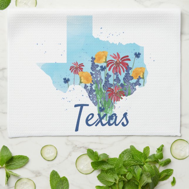 Texas Bluebonnet Wildflower Tea Towel (Folded)