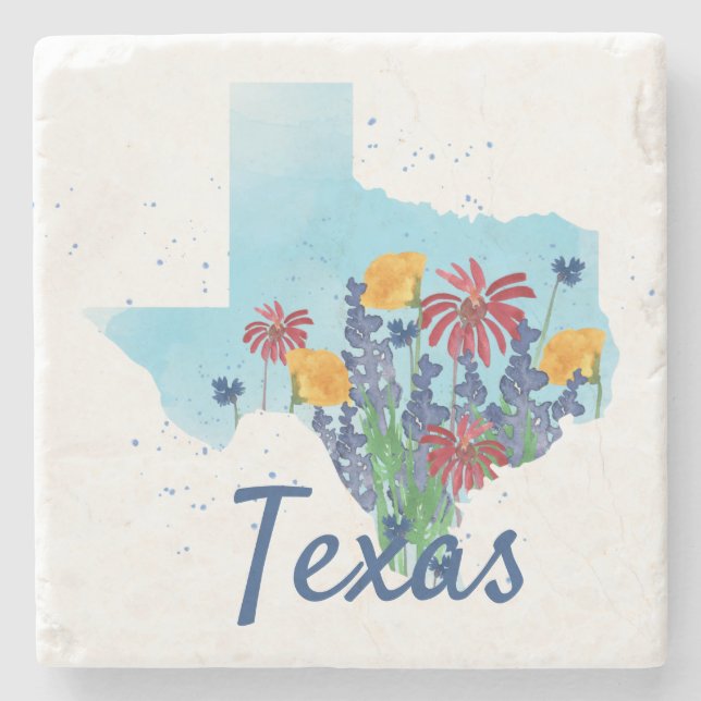 Texas Bluebonnet Wildflowers Stone Coaster (Front)