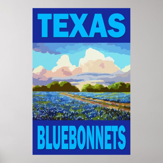 Texas Bluebonnets Art Poster (Front)