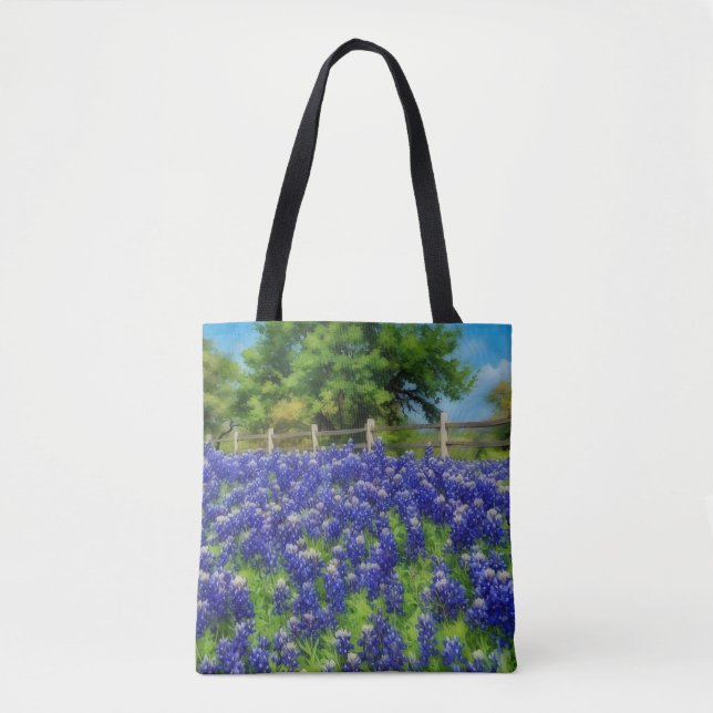 Texas Bluebonnets Blue Flowers Hill Country Tote (Front)