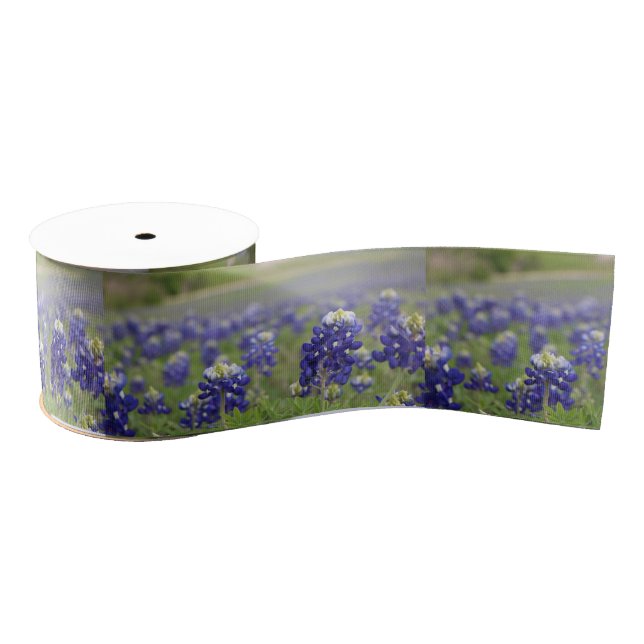 Texas Bluebonnets Blue Flowers Texan Floral Grosgrain Ribbon (Spool)