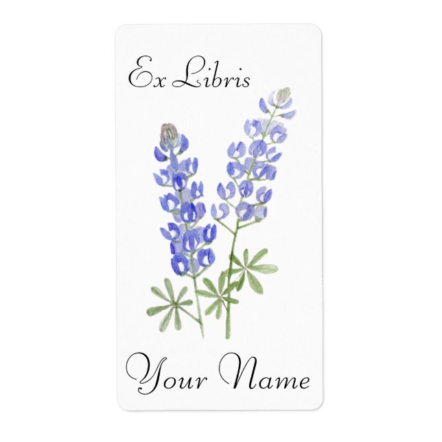 Texas Bluebonnets Book Plate Sticker (Front)