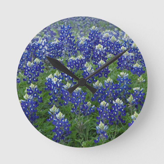 Texas Bluebonnets Field Photo Round Clock (Front)
