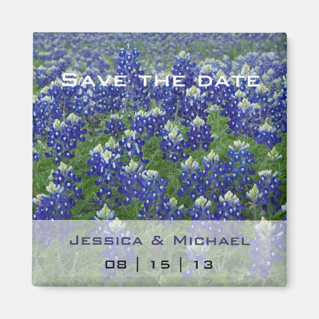 Texas Bluebonnets Flo Wedding Save the Date Magnet (Front)