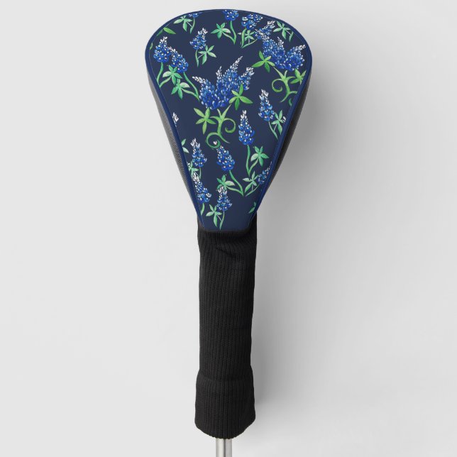 Texas Bluebonnets Floral Blue Golf Head Cover (Front)