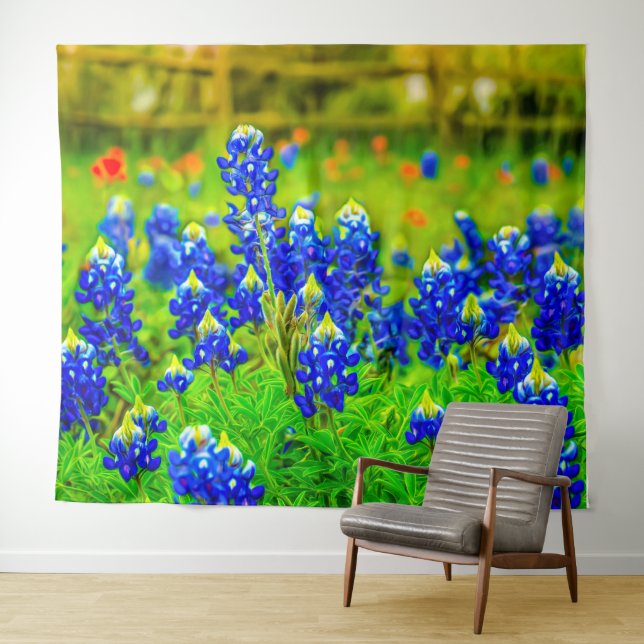 Texas Bluebonnets Hill Country Fine Art Tapestry (In Situ (Horizontal))