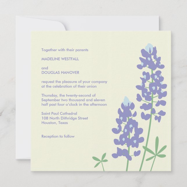 Texas BlueBonnets Invitation (Front)