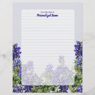 Texas Bluebonnets Lined Custom Letterhead