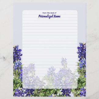 Texas Bluebonnets Lined Paper Sheet