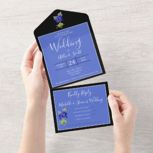 Texas Bluebonnets on Blue, Spring Wedding All In One Invitation