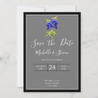 Texas Bluebonnets on Dark Grey, Spring, Save Date