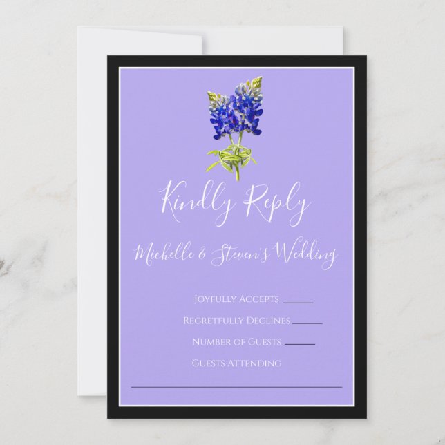 Texas Bluebonnets on Lavender, Spring RSVP Invitation (Front)