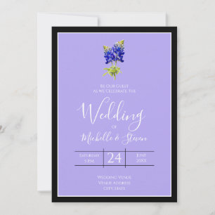 Texas Bluebonnets on Lavender, Spring Wedding Invitation