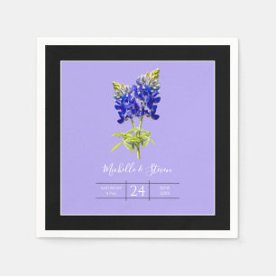 Texas Bluebonnets on Lavender, Spring Wedding Napkin