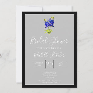 Texas Bluebonnets on Light Grey, Spring, Bridal Invitation